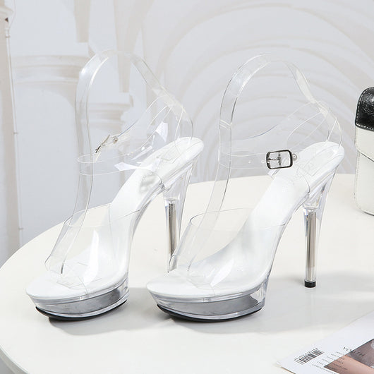 Sandalias Plataforma Stiletto con Cristal Transparente - Image 12