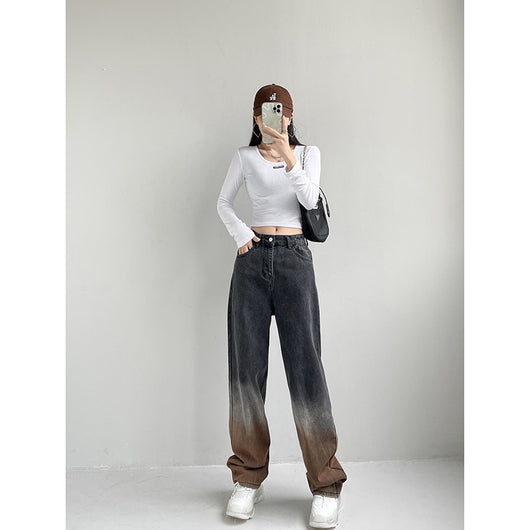 Jeans Rectos de Cintura Alta con Degradado y Corte Holgado - Image 13