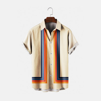 Camisa Suelta Estampada de Manga Corta para Hombre