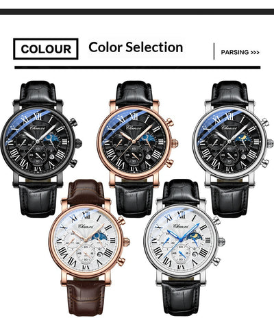 Reloj Empresarial Hombre Fases Lunares Calendario Resistente al Agua - Image 19
