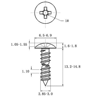 Tornillo Autorroscante de Acero Inoxidable Cabeza Ancha Tipo Champiñón - Image 66