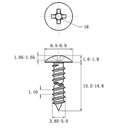 Tornillo Autorroscante de Acero Inoxidable Cabeza Ancha Tipo Champiñón - Image 66