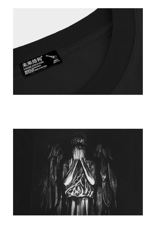 Camiseta Suelta con Estampado de Ángel - Algodón 100% Cuello Redondo - Image 2