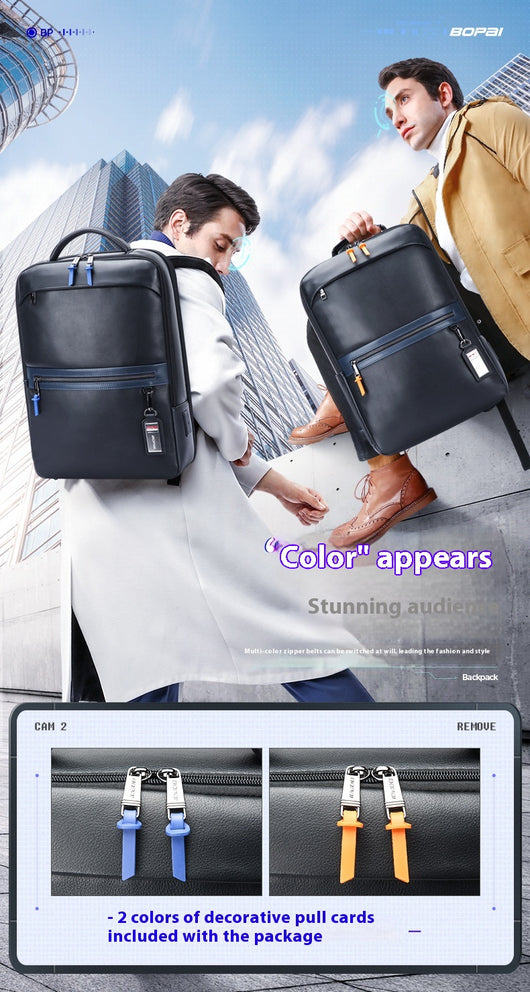Mochila Ejecutiva de Cuero con Gran Capacidad y Múltiples Compartimentos - Image 10