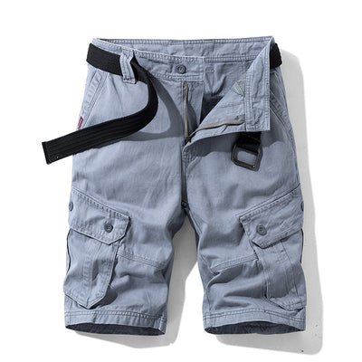 Pantalones Cortos Cargo Multibolsillos de Color Liso para Hombre - Image 9