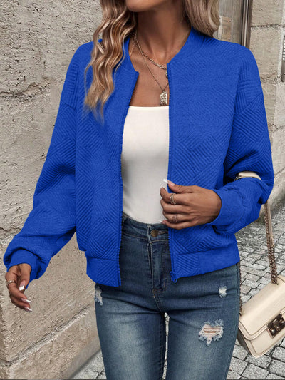 Chaqueta Abrigo de Mujer con Cierre de Color Sólido - Image 31