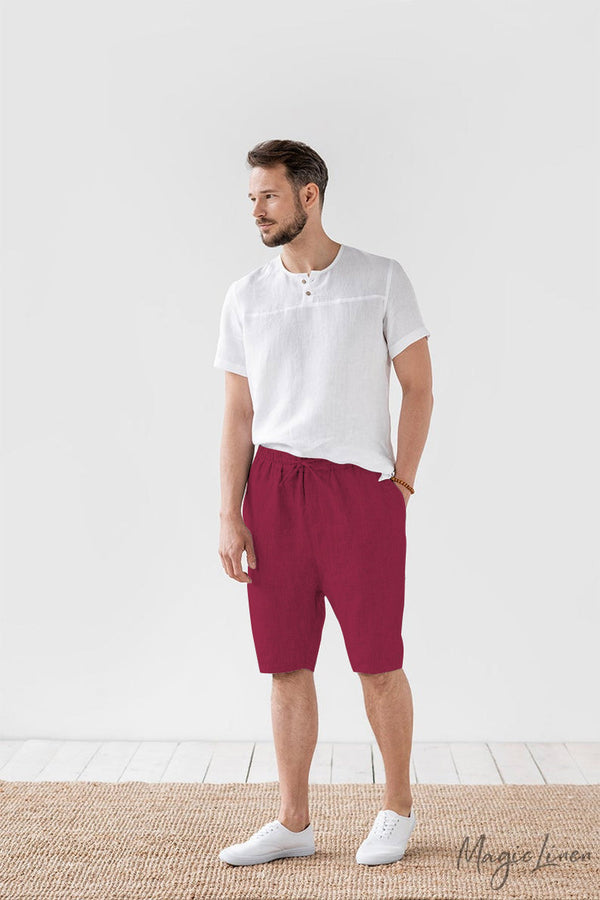 Pantalones Cortos Holgados de Algodón y Lino para Verano