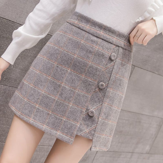 Falda Escocesa Irregular de Lana para Mujer - Corte Moderno - Image 11