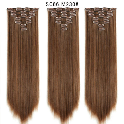 Set de Extensiones de Cabello con 16 Clips - Peluca de Fibra Sintética Premium - Image 43