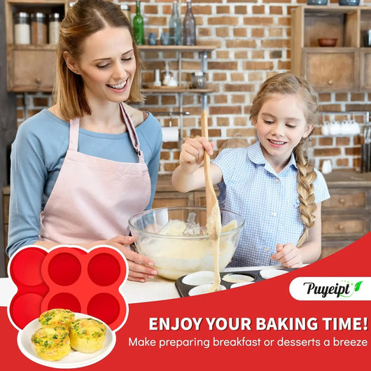 2 Pack Air Fryer Egg Bite Molds, 4-Cup Mini round Muffin Pans Silicone Baking Molds for for Oven, Air Fryer and Pot - Tekeno