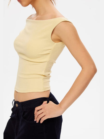Chaleco Tejido Tencel Hombro Descubierto con Doble Capa Frontal - Image 10