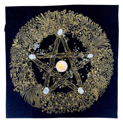 Mantel de Tarot Terciopelo Grueso con Flores de Cristal - Image 3
