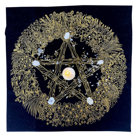 Mantel de Tarot Terciopelo Grueso con Flores de Cristal - Image 3