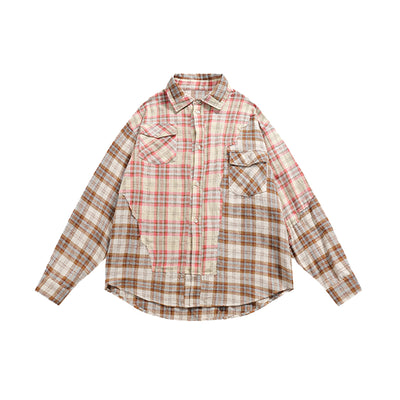 Camisa de Cuadros Combinados Manga Larga Unisex - Image 8