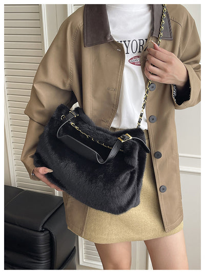 Bolsa de Hombro Grande con Pelaje para Mujer - Bolso Mensajero de Capacidad Amplia - Image 19