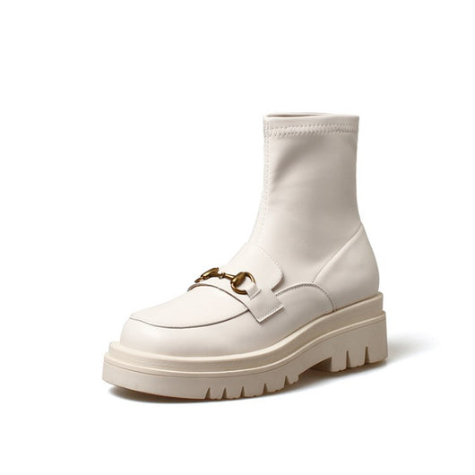 Botas Cortas de Cuero Genuino con Plataforma y Tacón Bajo - Estilo Casual Mujer - Image 6