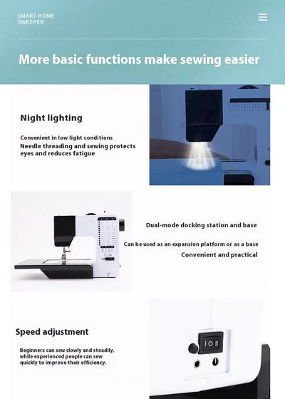 Máquina de Coser Eléctrica Multifuncional con Tablero Extensible - Image 13