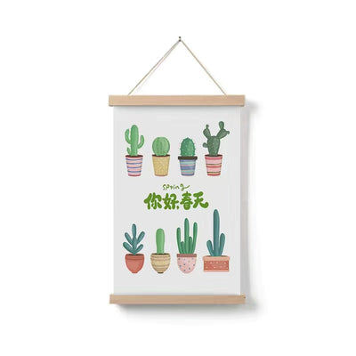 Cuadro Decorativo Plantas Verdes Diseño Infantil en Madera Maciza - Image 3