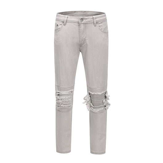Pantalones Vaqueros Slim Fit con Roturas Estilo Motociclista para Hombre - Image 13