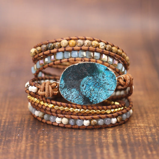 Pulsera de Piedra Marina Natural con Cuentas Estilo Europeo - Image 3