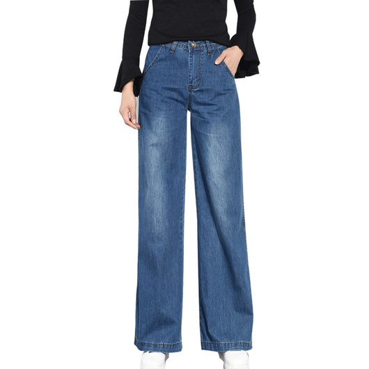 Jeans de Cintura Alta Tallas Grandes con Terciopelo y Pierna Ancha - Image 8