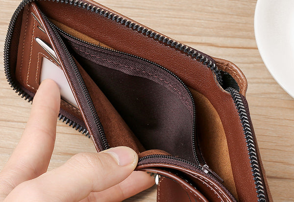 Billetera Corta de Hombre con Cierre - Diseño Casual Moderno