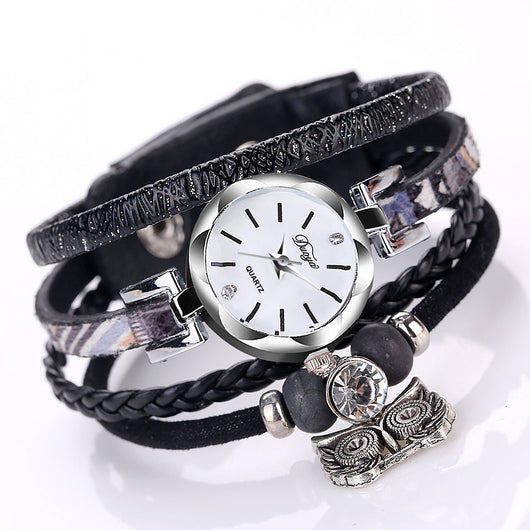 Pulsera Reloj con Dije de Búho Tejido a Mano - Image 14