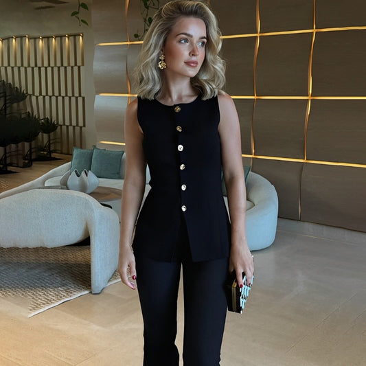 Chaleco Tejido Slim Fit con Hebilla Metálica