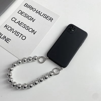 Funda Plateada para Celular con Cadena - Diseño Minimalista Oscuro - Image 8