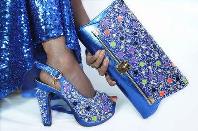 Tacones Dorados Peep Toe con Bolso de Fiesta - Image 12