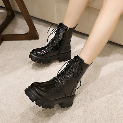 Botas Martin de Cuero Charol con Plataforma y Cordones - Estilo Urbano Moderno - Image 15
