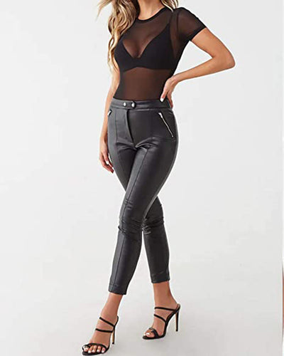 Blusa Transparente de Encaje Mesh con Cuello Redondo Sensual - Image 16
