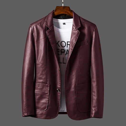 Chaqueta de Cuero para Hombre Otoño Invierno Solapa Delgada - Image 17