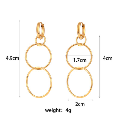 Aretes Circulares Largos Chapados en Oro 18K Acero Inoxidable - Image 18