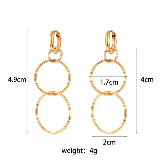 Aretes Circulares Largos Chapados en Oro 18K Acero Inoxidable - Image 18