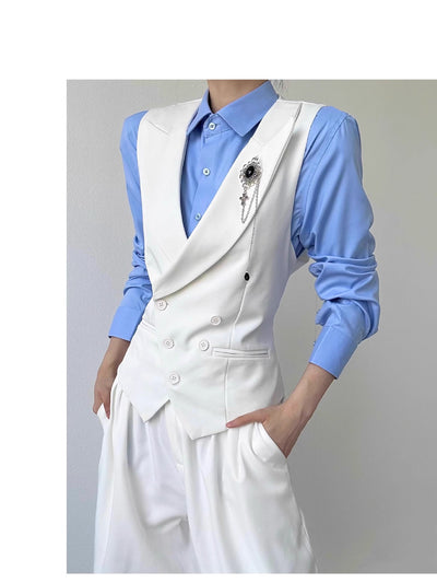 Chaleco de Traje para Mujer Blanco Entallado - Elegancia Sofisticada - Image 13
