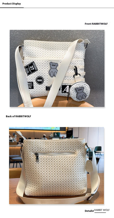 Bolsa Crossbody de Malla con Parches de Gran Capacidad - Image 8