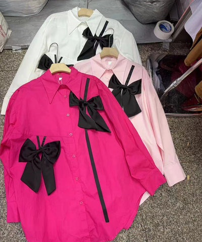 Blusa Elegante con Moño Tridimensional y Manga Larga Estilo Francés - Image 9