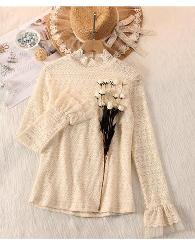 Blusa Cuello Alto con Encaje y Malla Aterciopelada Plus - Image 10