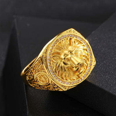 Anillo de Oro 18K para Hombre con Diseño de León Engastado en Diamantes - Image 4