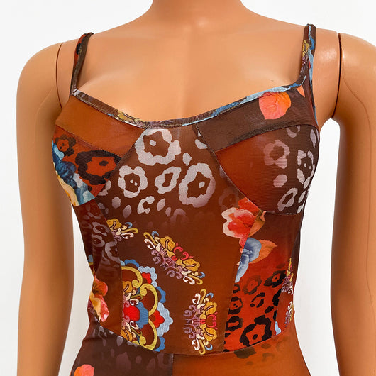 Mono Enterizo de Malla Estampada con Tirantes Ajustables - Image 21