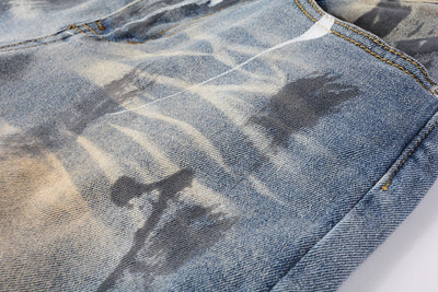 Jeans Vintage con Parches de Strass y Tinta Splash - Estilo Europeo Americano - Image 21