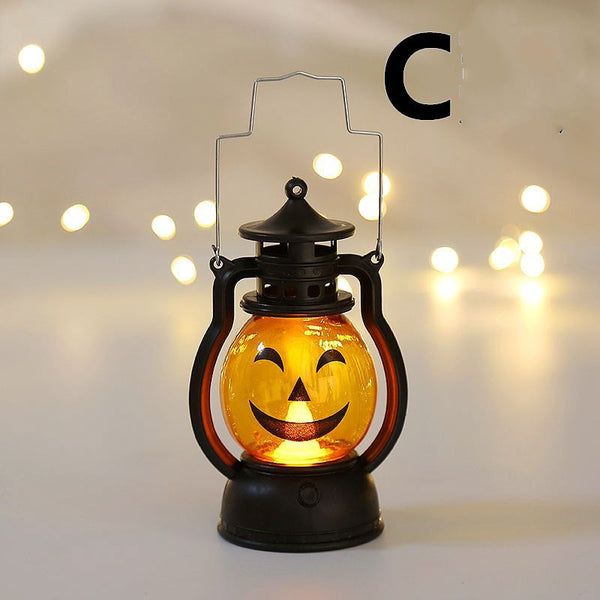 Lámpara Portátil Halloween con Diseño de Calabaza y Calavera