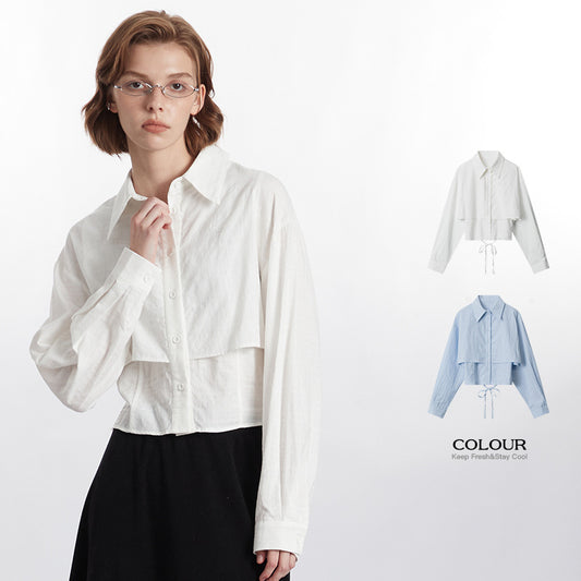 Blusa Preppy Dos Piezas Suelta para Mujer - Estilo Europeo y Americano