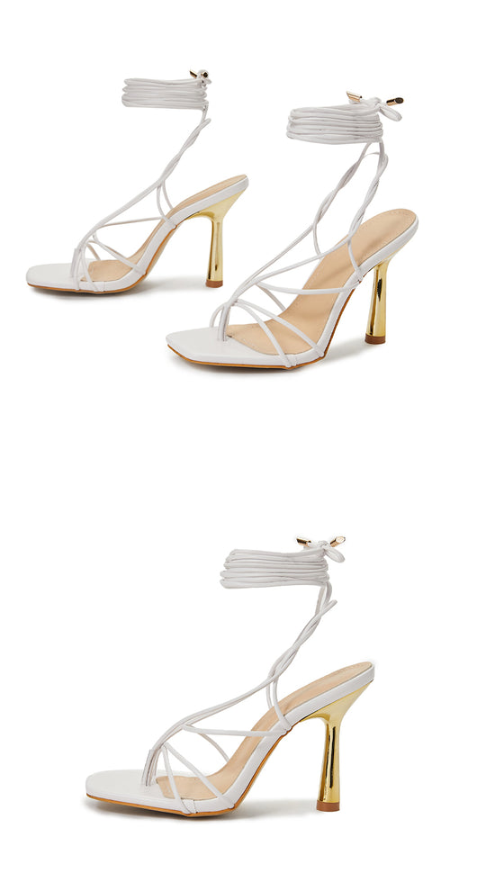 Sandalias Romanas Estilo Gladiador con Talón Metálico Cuadrado y Tiras Cruzadas para Mujer Talla Grande - Image 7