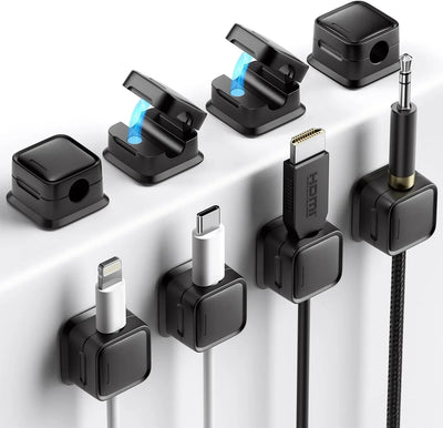 Set de 8 organizadores magnéticos para cables – Adhesivo fuerte Costop, fácil apertura, ideal para organizar cables de carga en hogar, oficina, auto y escritorio - Tekeno