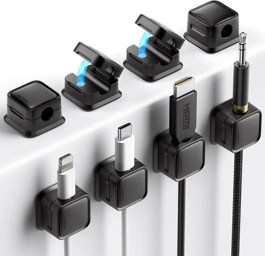 Set de 8 organizadores magnéticos para cables – Adhesivo fuerte Costop, fácil apertura, ideal para organizar cables de carga en hogar, oficina, auto y escritorio - Tekeno