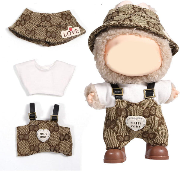 for Labubu Clothes Designer/For Labubu Outfits,Clothes Set for 17Cm Lububu Doll,3 Piece Set Hat Clothing for LA BUBU, Boys and Girls Stylish Adorable Dolls Clothes Accessories (No Doll)_13 - Tekeno