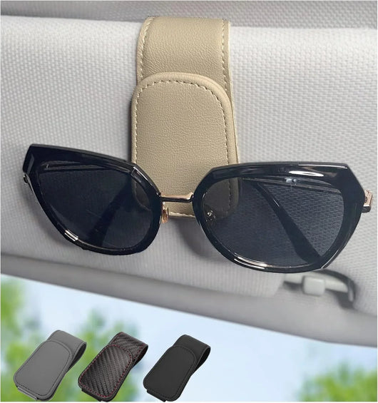 Soporte magnético de cuero para gafas de sol: clip para visera de coche - Tekeno