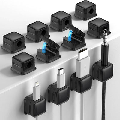 Set de 8 organizadores magnéticos para cables – Adhesivo fuerte Costop, fácil apertura, ideal para organizar cables de carga en hogar, oficina, auto y escritorio - Tekeno